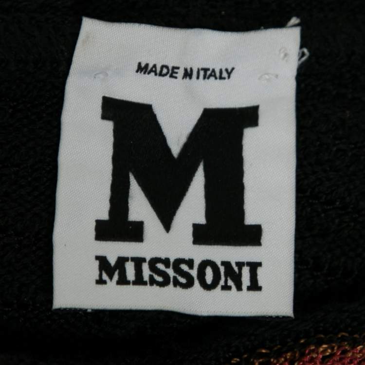 Pre Owned M Missoni Black Pattered Knit Short Sleeve Dress S