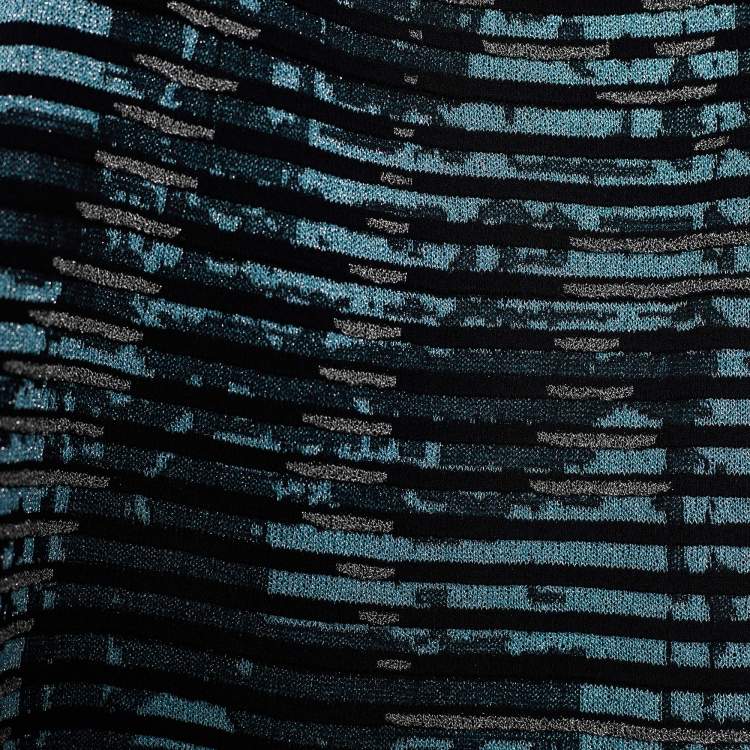 Pre Owned M Missoni Black & Blue Lurex Knit Sleeveless Dress M