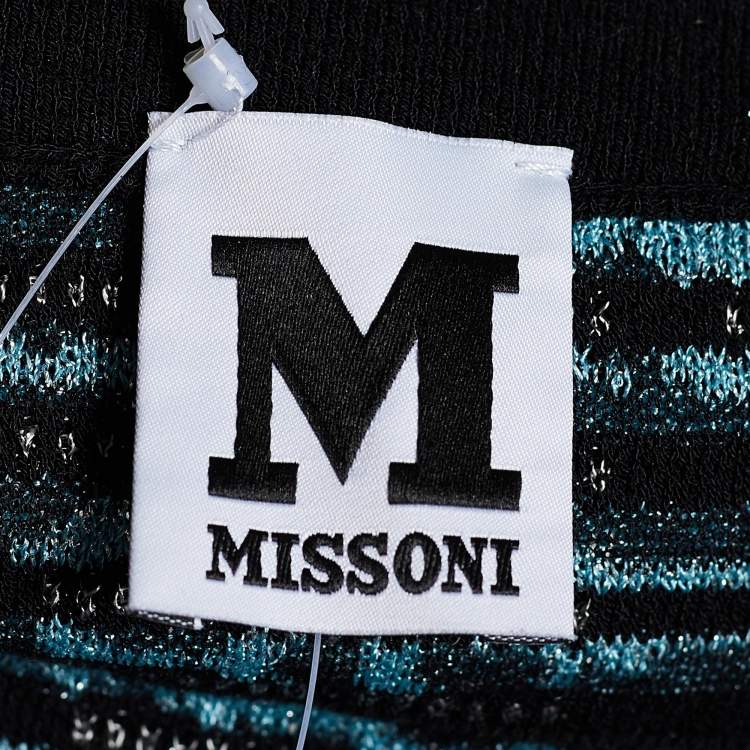 Pre Owned M Missoni Black & Blue Lurex Knit Sleeveless Dress M