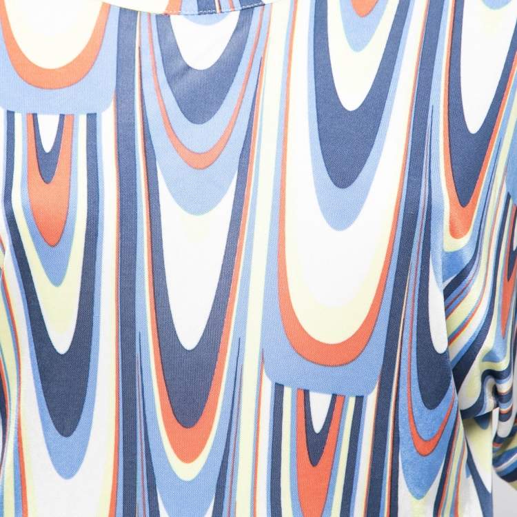 Pre Owned M Missoni Multicolor Printed Jersey Cold-Shoulder Top M