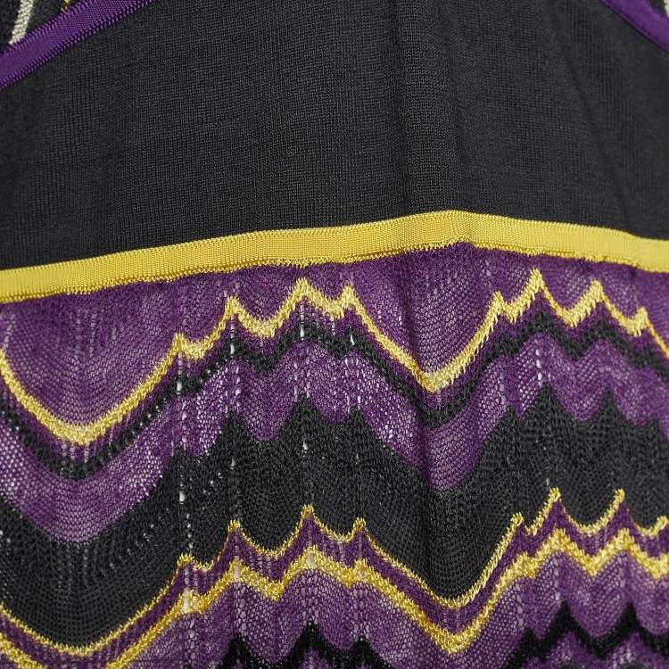 Pre Owned M Missoni Multicolour Chevron Patterned Knit Maxi Dress M