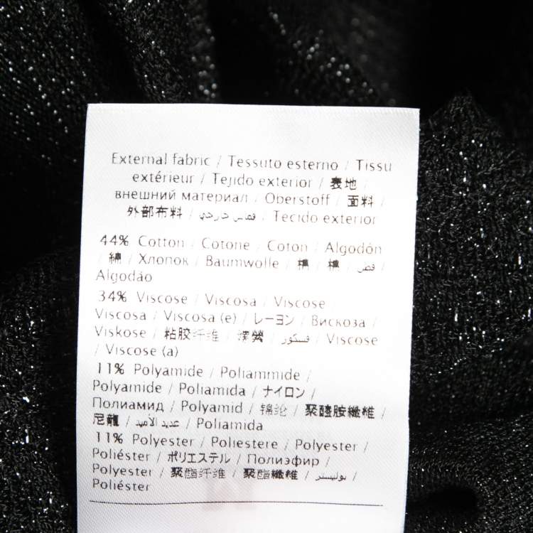 Pre Owned M Missoni Black Patterned Lurex Knit Neck Tie Detail Top S 