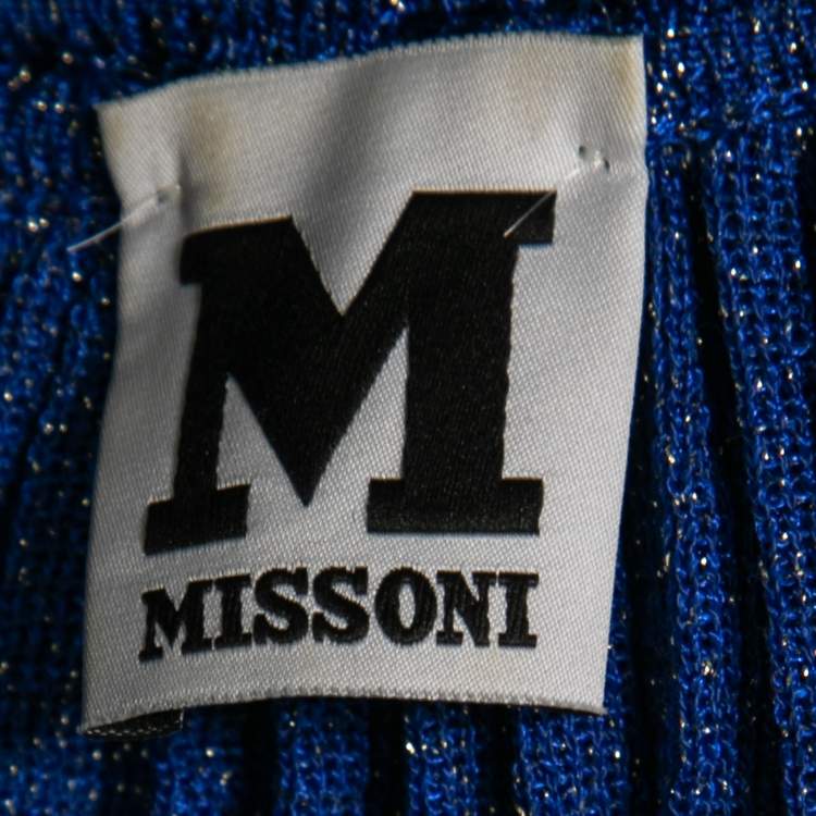 مملوكة مسبقًا M Missoni Royal Blue Lurex Knit Halter Neck Maxi Dress M