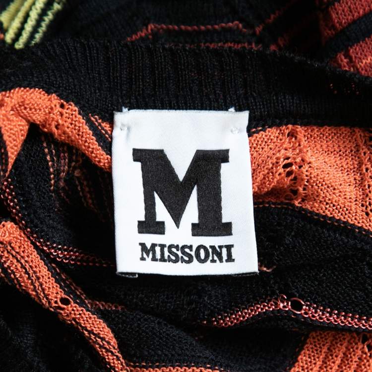 مملوكة مسبقًا M Missoni Orange Patterned Knit Round Neck Long Sleeve Top L