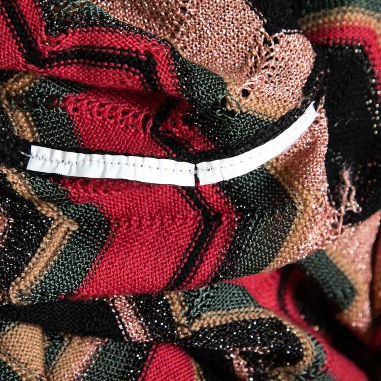 Pre Owned M Missoni Multicolor Chevron Patterned Long Sleeve Square Neck Mini Dress S