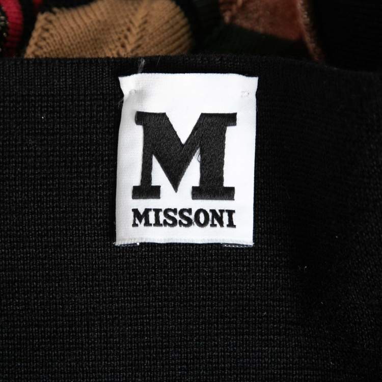 Pre Owned M Missoni Multicolor Chevron Patterned Long Sleeve Square Neck Mini Dress S