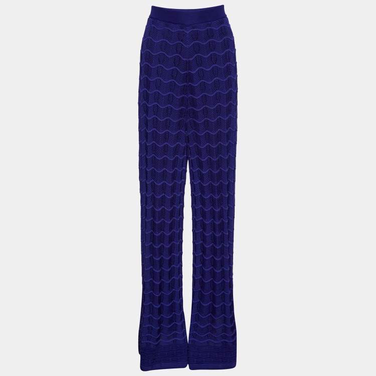 Pre Owned M Missoni Purple Chevron Knit Palazzo Trousers L