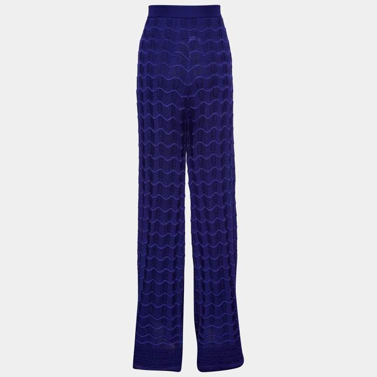 Pre Owned M Missoni Purple Chevron Knit Palazzo Trousers L