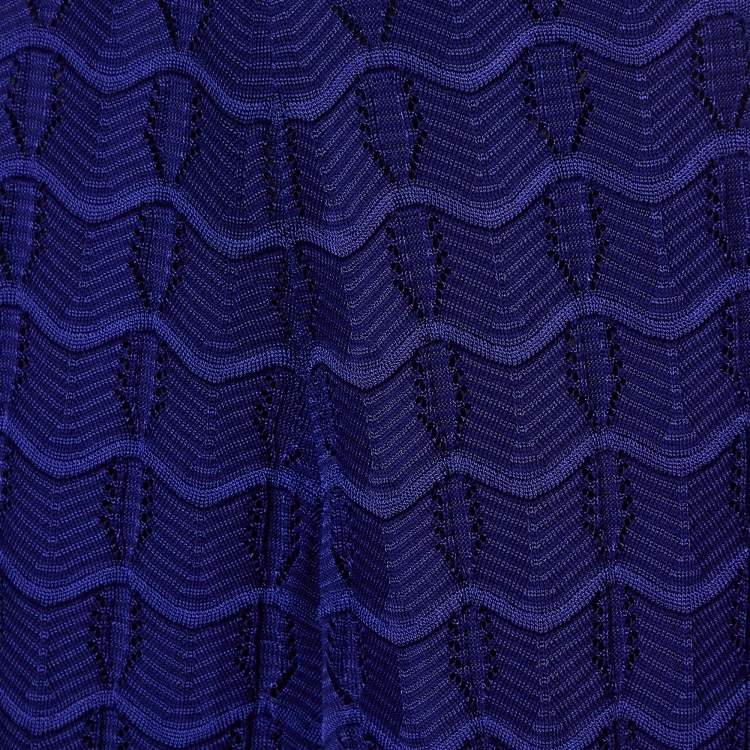 Pre Owned M Missoni Purple Chevron Knit Palazzo Trousers L