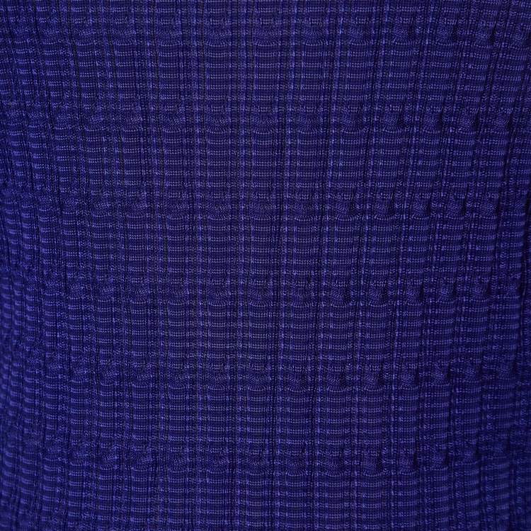 Pre Owned M Missoni Purple Textured Knit Open Front Cardigan XL