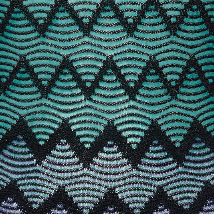 Pre Owned M Missoni Black Zig Zag Knit Sleeveless Maxi Dress L