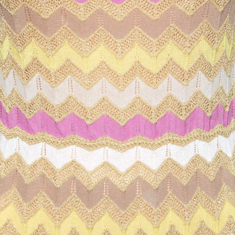 Pre Owned M Missoni Multicolor Chevron Patterned Knit Dress S