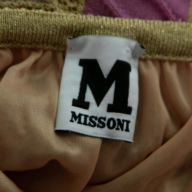 Pre Owned M Missoni Multicolor Chevron Patterned Knit Dress S