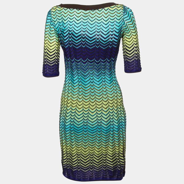 مملوكة مسبقًا M Missoni Multicolor Chevron Patterned Knit Mini dress S