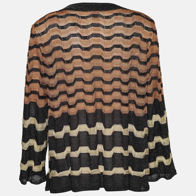 مملوكة مسبقًا M Missoni Brown Lurex Knit Long Sleeve Shrug M