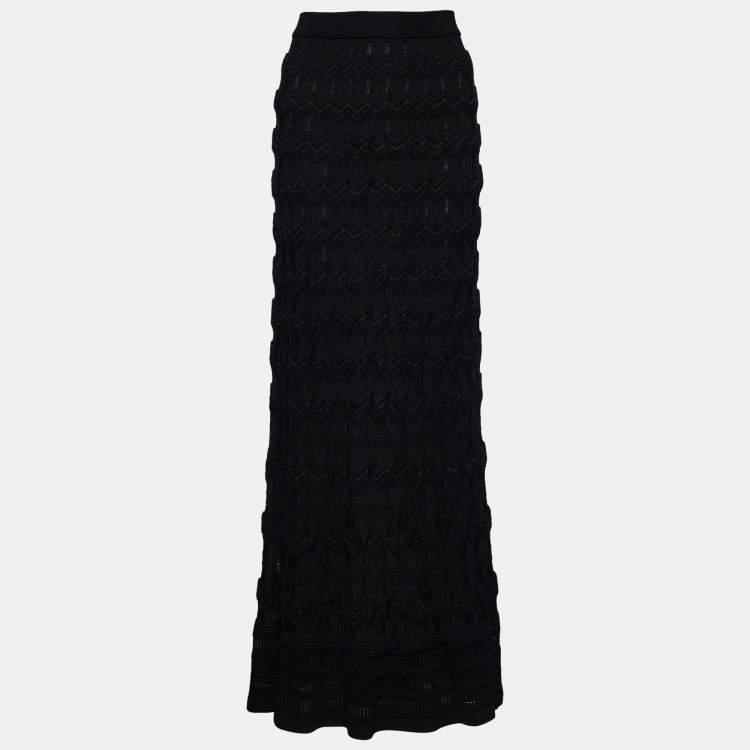 Pre Owned M Missoni Black Wool Knit Maxi Skirt L