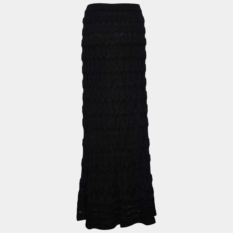 Pre Owned M Missoni Black Wool Knit Maxi Skirt L