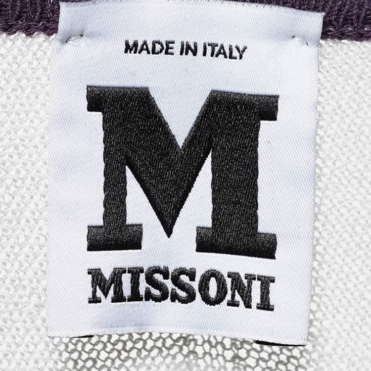 مملوكة مسبقًا M Missoni White Cotton Knit Contrast Detail Maxi Dress S