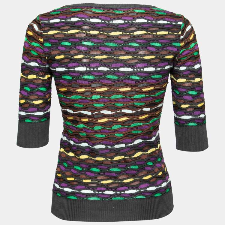 Pre Owned M Missoni Multicolor Patterned Knit Pullover Top S 