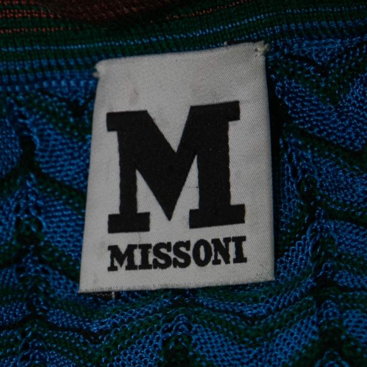 Pre Owned M Missoni Multicolor Chevron Patterned Knit V-Neck Dress S  