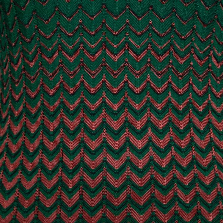 Pre Owned M Missoni Multicolor Chevron Patterned Knit V-Neck Dress S  