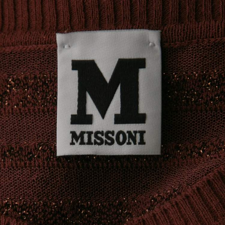 Pre Owned M Missoni Burgundy Lurex Knit Button-Front Cardigan M
