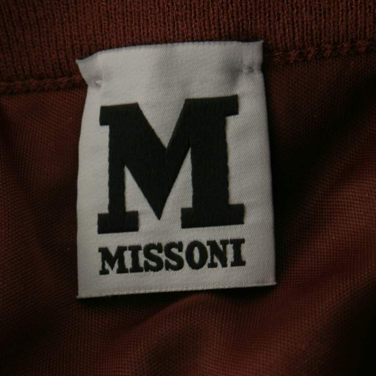 Pre Owned M Missoni Burgundy Patterned Lurex Knit Sleeveless Maxi Dress L