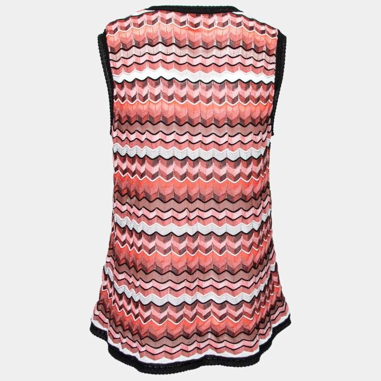 Pre Owned M Missoni Multicolor Chevron Patterned Knit Top M