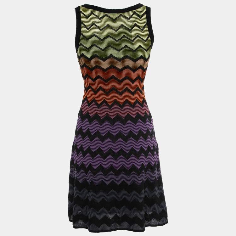 Pre Owned M Missoni Multicolor Zig-Zag Patterned Knit Dress S
