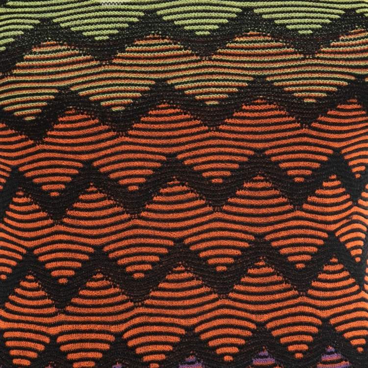 Pre Owned M Missoni Multicolor Zig-Zag Patterned Knit Dress S