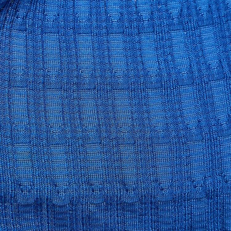 Pre Owned M Missoni Blue Ribbed Knit Open Front Cardigan M