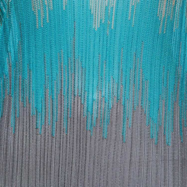 Pre Owned M Missoni Multicolor Patterned Ribbed Knit Midi Dress M