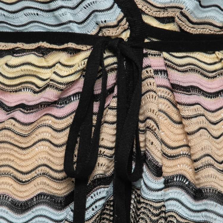 Pre Owned M Missoni Multicolor Patterned Knit Wrap Cardigan M