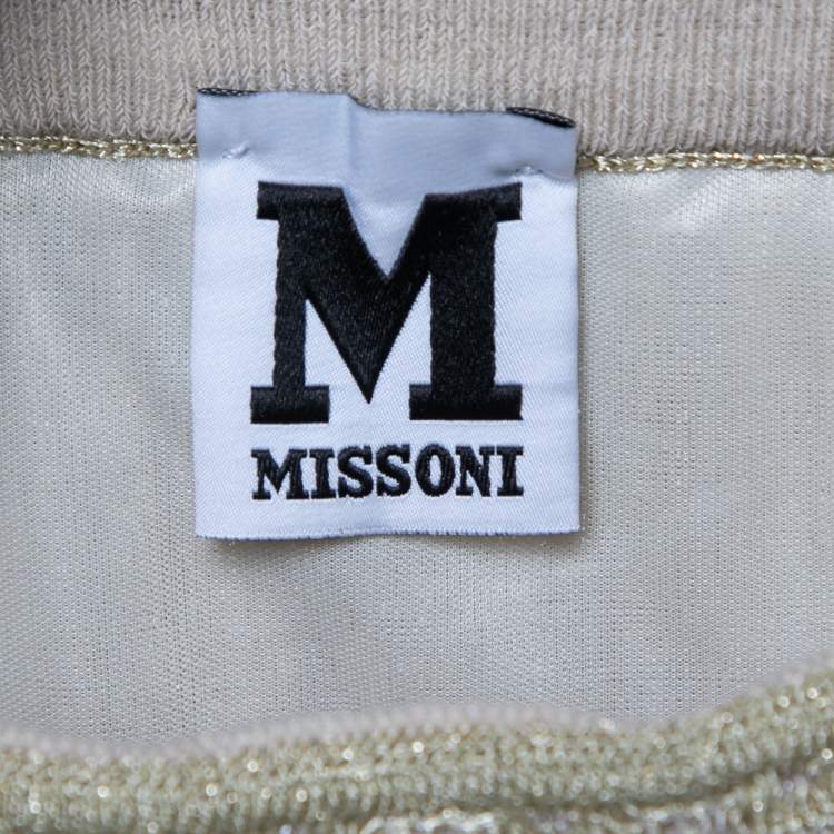 Pre Owned M Missoni Gold Lurex Knit Pleated Maxi Skirt M