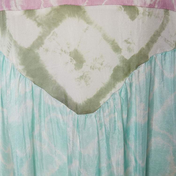 Pre Owned M Missoni Multicolor Tie-Dye Printed Silk Sleeveless Maxi Dress S