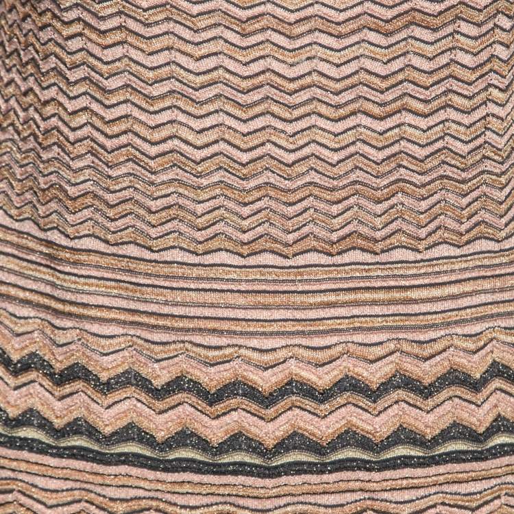 Pre Owned M Missoni Beige Chevron Patterned Lurex Knit Top M