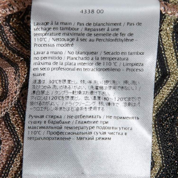 Pre Owned M Missoni Beige Chevron Patterned Lurex Knit Top M
