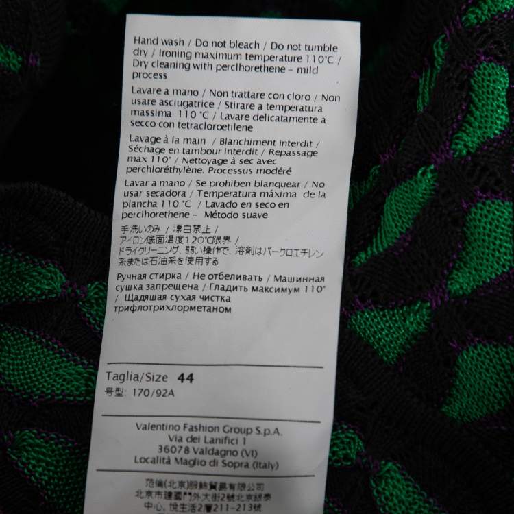 Pre Owned M Missoni Green Patterned Knit V-Neck Top M