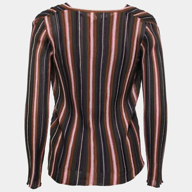Pre Owned M Missoni Multicolor Striped Patterned Knit Cardigan & Top Set S