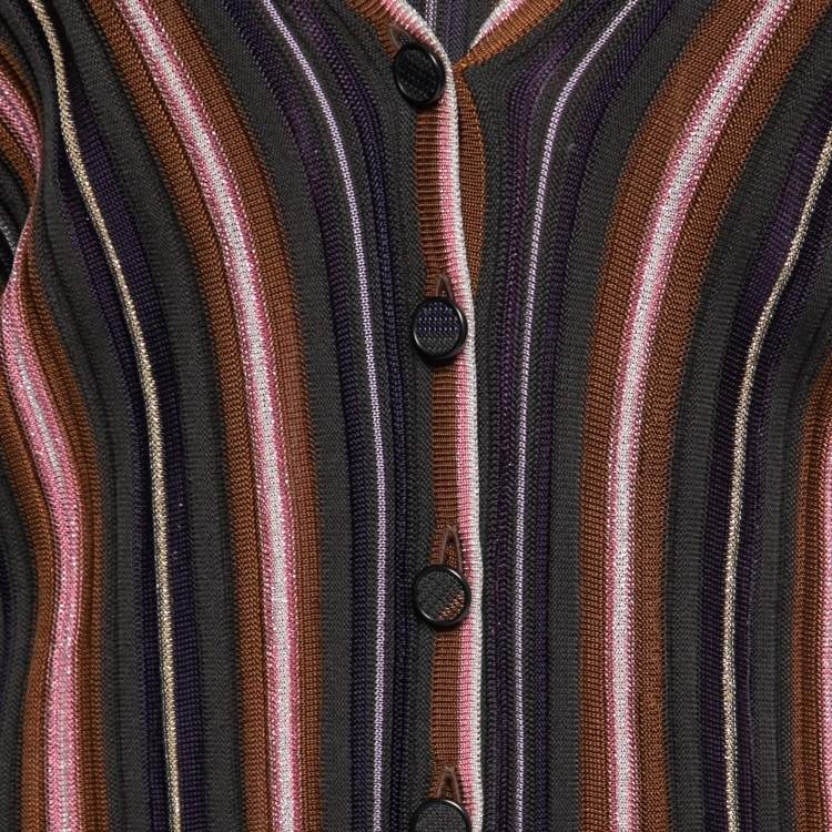 Pre Owned M Missoni Multicolor Striped Patterned Knit Cardigan & Top Set S