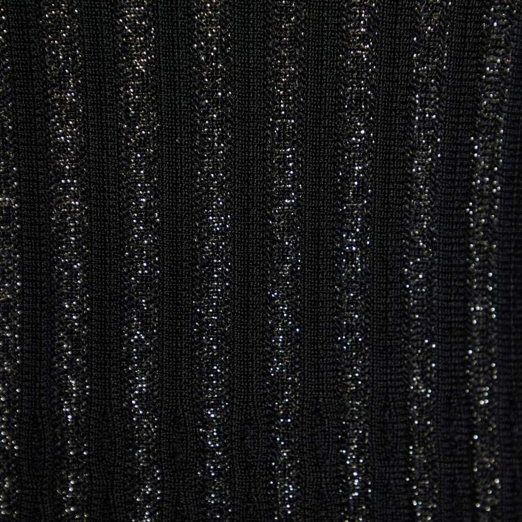 Pre Owned M Missoni Black Lurex Knit Long Sleeve Midi Dress S