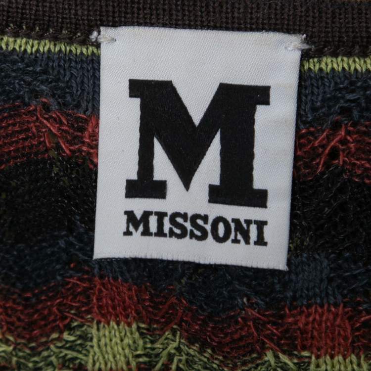 Pre Owned M Missoni Multicolor Patterned Knit Bow Detail Top S