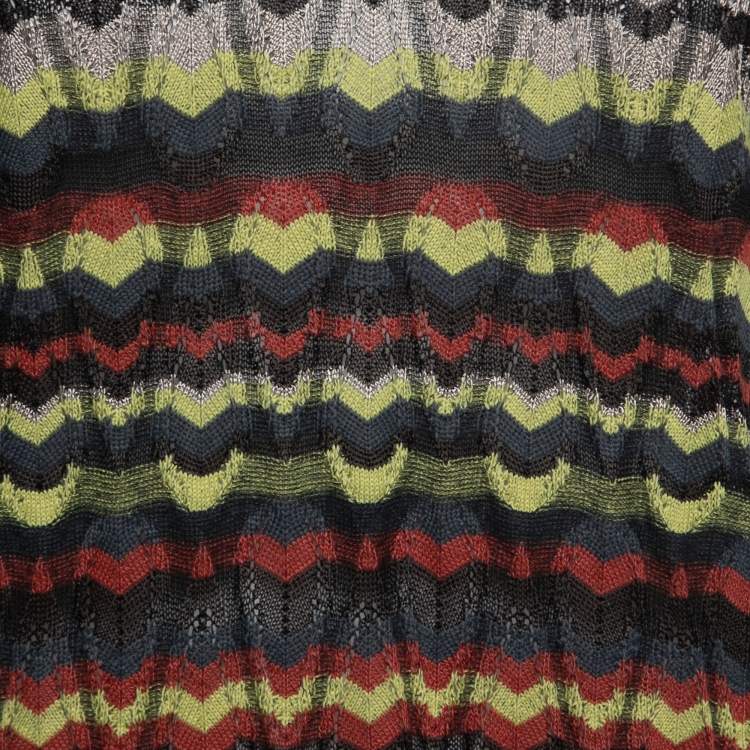 Pre Owned M Missoni Multicolor Patterned Knit Bow Detail Top S
