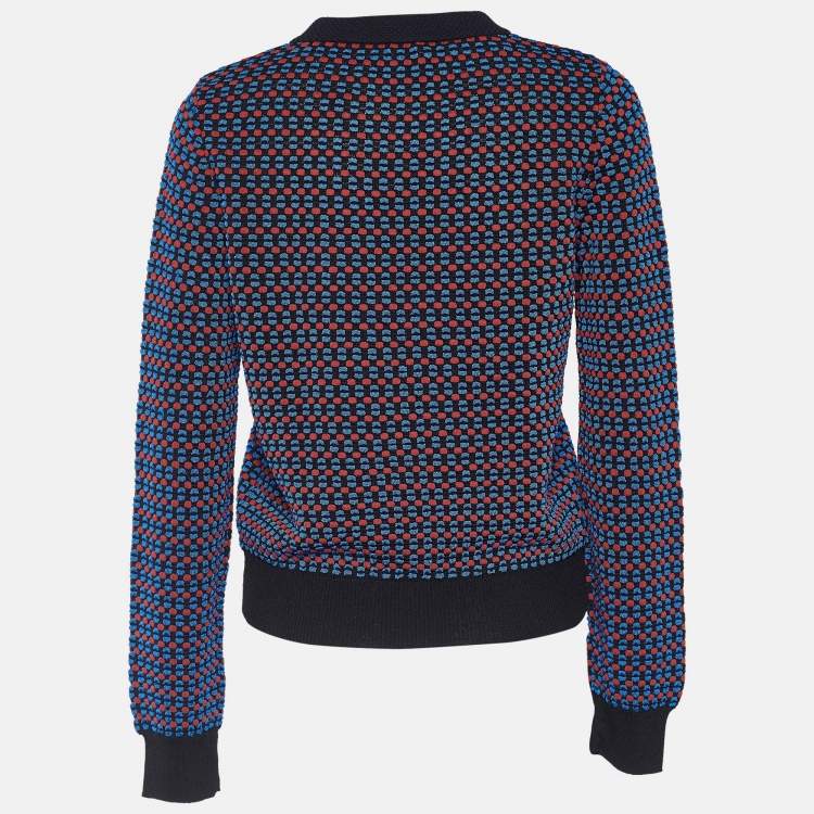 Pre Owned M Missoni Black & Blue Knit Button Front Cardigan M