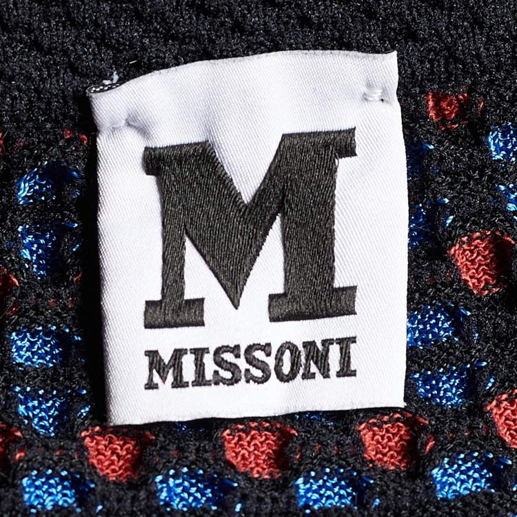 Pre Owned M Missoni Black & Blue Knit Button Front Cardigan M