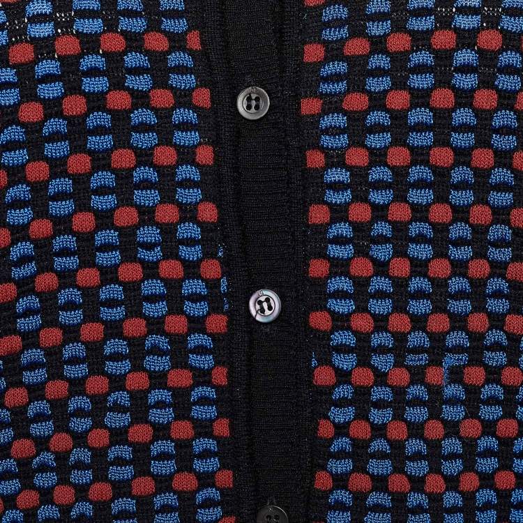 Pre Owned M Missoni Black & Blue Knit Button Front Cardigan M