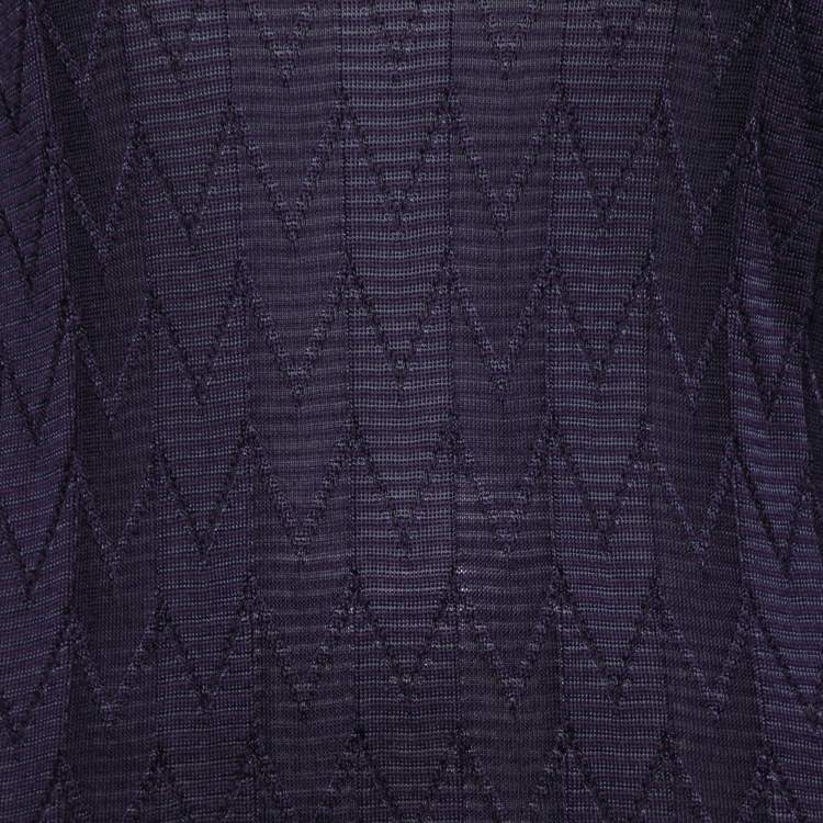 Pre Owned M Missoni Purple Chevron Patterned Wool Knitted Top M