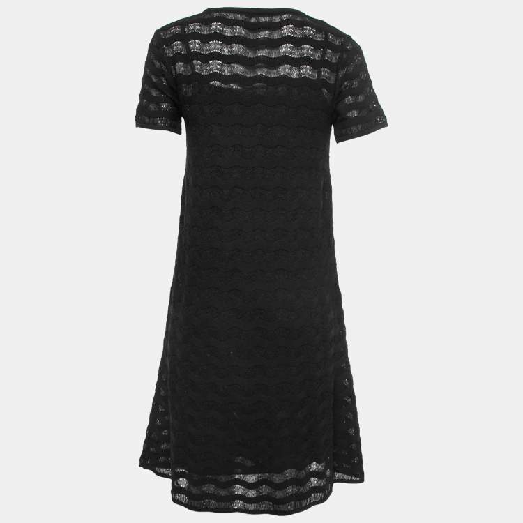 Pre Owned M Missoni Black Multicolor Patterned Knit Midi Dress M