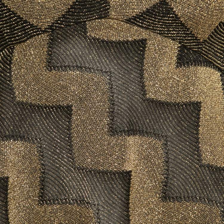 Pre Owned M Missoni Collection Black & Gold Lurex Knit V-Neck Top S