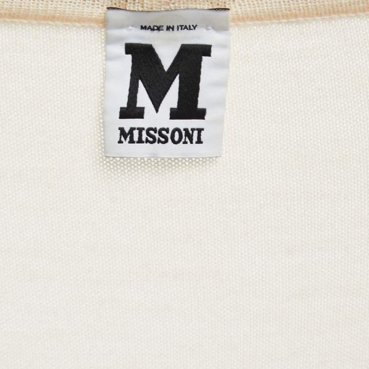 Pre Owned M Missoni Beige Multicolor Patterned Knit Midi Dress S